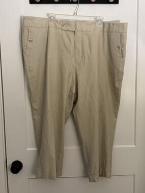 Jennifer & Grace Women’s Plus Cream Linen Blend Capri Dress Pants Sz 24w